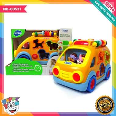 Hola - Shape Sorting Bus - Mainan Bus Belajar Bentuk - NB-03521 TERBAIK Multicolor