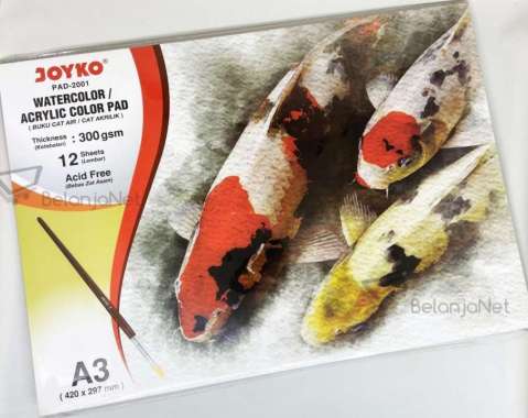 Buku Cat Air Akrilik Joyko Pad-2001 A3 300 gsm 12Lembar Watercolor Pad