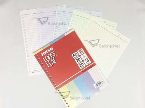 Kertas File Warna | Binder Loose Leaf Color Joyko A5-103Mix 50 Lembar