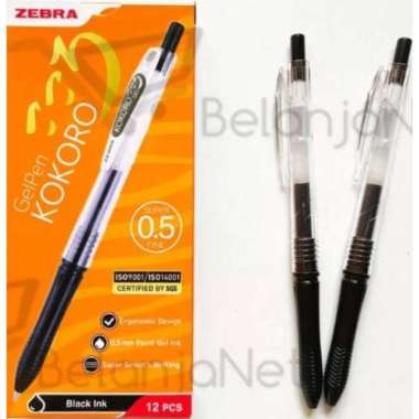 Pen Gel Kokoro Sweet Gel Zebra 0.5 mm [1 LUSIN] Hitam