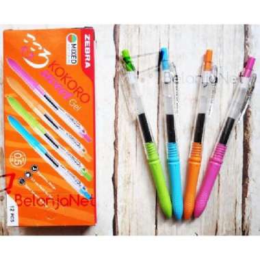 Pen Gel Kokoro Sweet Gel Zebra 0.5 mm [1 LUSIN] Hitam Mixed