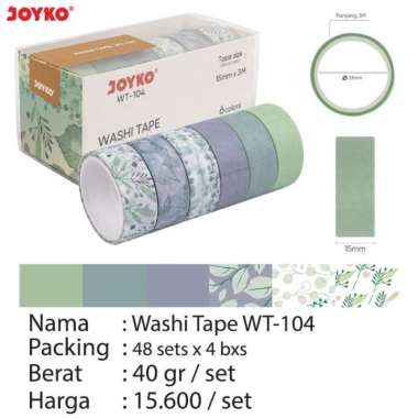 Washi Tape Motif Selotip Kertas Warna Joyko WT-101 102 103 104 105 WT-104