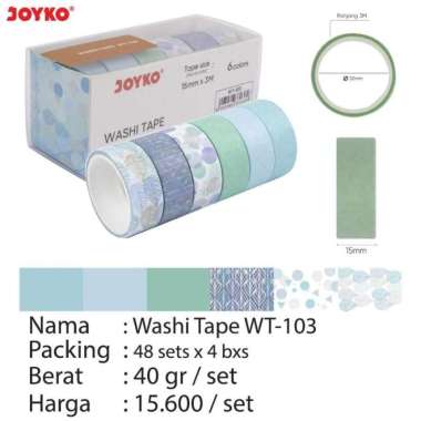 Washi Tape Motif Selotip Kertas Warna Joyko WT-101 102 103 104 105 WT-103