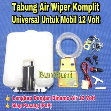 Tabung Air Wiper Mobil Komplit Dinamo Washer 12 Volt Universal - 1 Set