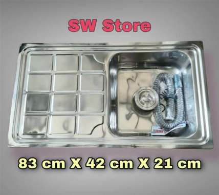 Bak Cuci Piring 1 Lubang Sayap Stainless Kitchen Sink 83X46Cm