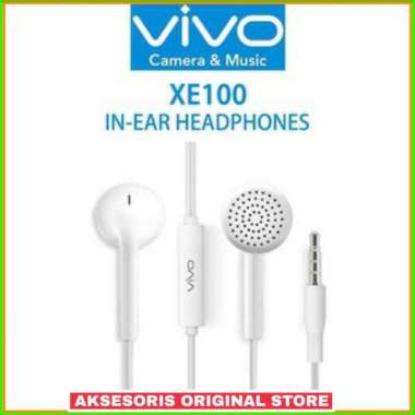 Headset Earphone Vivo ORI Y12 Y12i Y20 Y20s Y91c ORIGINAL 100% - Putih Putih