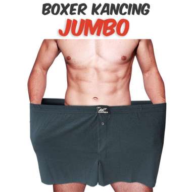 Muscle Fit Boxer JUMBO Kancing ABU Celana Dalam Pria XXXL