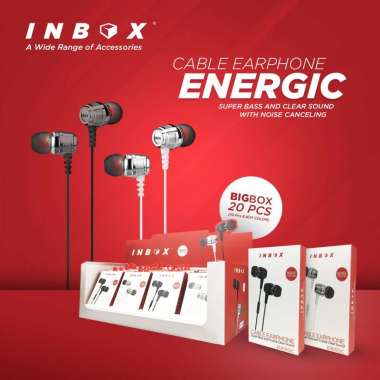INBOX ENERGIC Wired Earphone Headset Handsfree Earpods MEGA BASS HD ENERGIC JACK 3.5MM KabeL