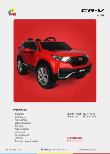 PMB MOBIL AKI 7788 CR-V 6V-4,5AH*2 LICENSED MERAH