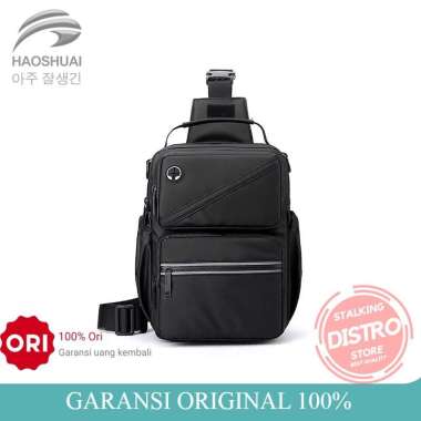 HAOSHUAI 1100-50 Tas Selempang Pria Tas Ransel Pria Waterproof Black