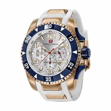 Charles Jourdan Chronograph Jam Tangan Pria [Original/ CJ-1515C/1026] White Rosegold