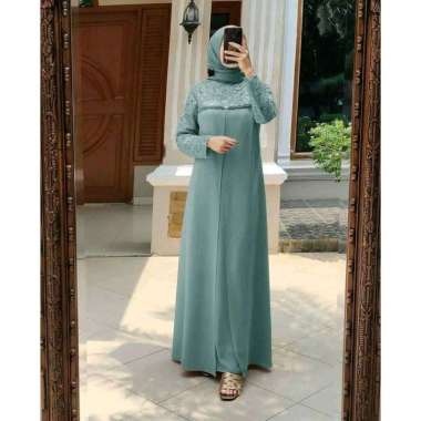Seroja Dress Gamis Brukat Tile Mutiara mint Semua Ukuran