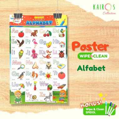 Poster Glossy Wipe and Clean Edukasi Anak Paud TK Belajar Menulis ABC Dengan Spidol Abjad Abc