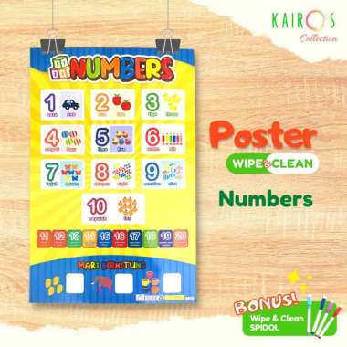 Poster Glossy Wipe and Clean Edukasi Anak Paud TK Belajar Menulis ABC Dengan Spidol Angka