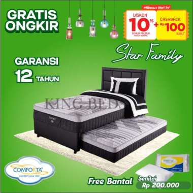 Comforta Spring Bed Star Family sorong 2in1 Full Set 120 / 100 / 90 dengan sandaran 100 x 200