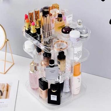 oem model segi akrilik rak kosmetik putar