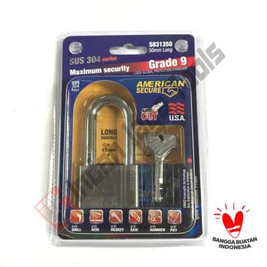 AMERICAN SECURE Gembok 50 mm Panjang - Anti Potong Maling Cairan Setan