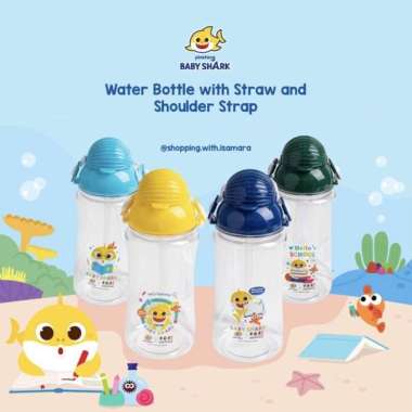 Pinkfong Baby Shark Water Bottle with Straw / Tempat Minum / Botol Hijau