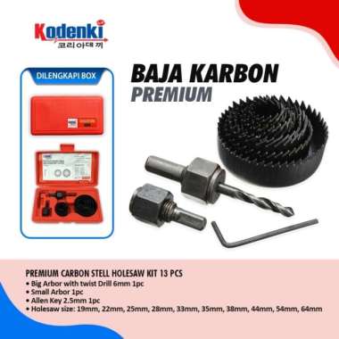 KODENKI K8113 Holesaw Set Kit 13 Pcs - Hole Saw Mata Bor Pelubang Kayu