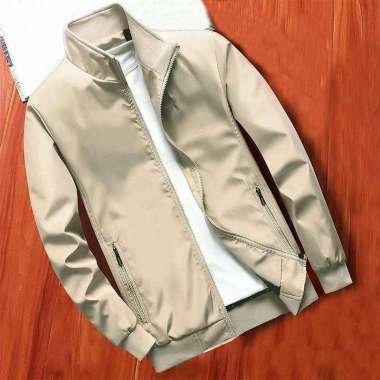 jaket pria polos jaket bomber pria jaket harington Cream L