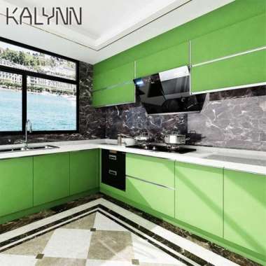 Wallpaper &amp; stiker kabinet dapur &amp; furnitur warna hijau polos terang