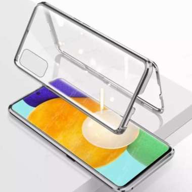 Case magnet SAMSUNG A32 4G Cover Duoble Glass depan belakang original Putih