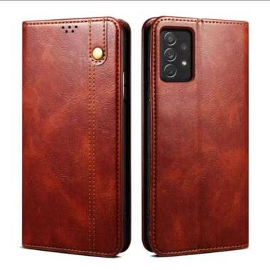 FLIP COVER SAMSUNG A53 5G FLIP COVER DOMPET KULIT ORIGINAL CASING Cokelat