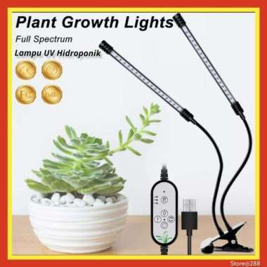 Lampu UV LED Hidroponik Tanaman GrowLight Fitolamp Timer 3 Kepala 2 Head