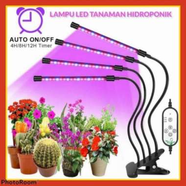 Lampu UV LED Hidroponik Tanaman GrowLight Fitolamp Timer 3 Kepala 4 Head