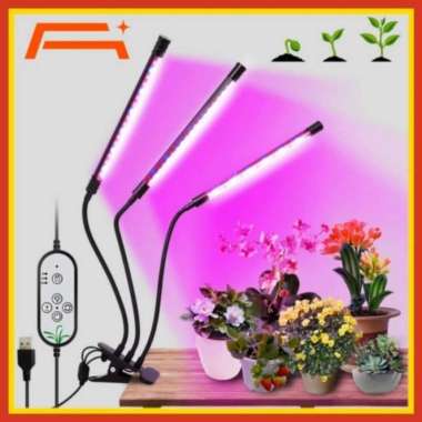 Lampu UV LED Hidroponik Tanaman GrowLight Fitolamp Timer 3 Kepala 3 Head