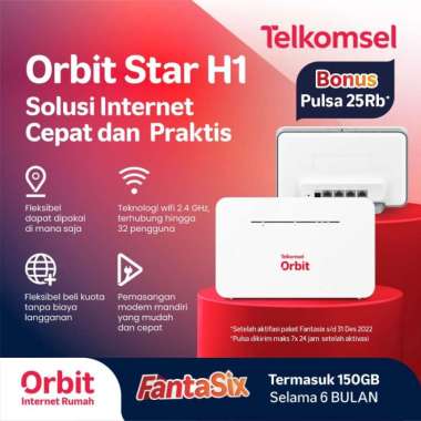 Telkomsel Orbit Star H1 Modem WiFi 4G Huawei Free Kuota 150GB