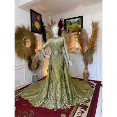 Baju pakaian gaun pengantin busana pernikahan wanita gown dress wedding slim span muslim perempuan h