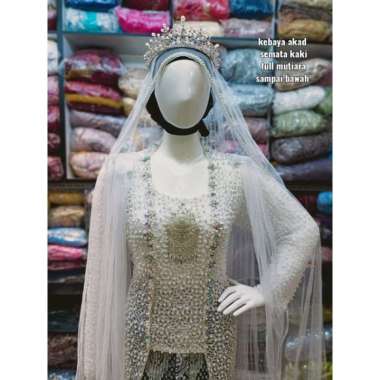 Kebaya akad pernikahan ijab qobul perkawinan nikahan payet mutiara warna putih 5t5thj758