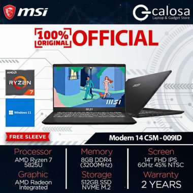 MSI Modern 14 C5M 9S7 14JK12 009 Ryzen 7 5825U RAM 8GB 512GB SSD W11