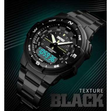 SKMEI 1370 AD1370 Original Jam Tangan Pria Sport Steel Dual Time Hitam