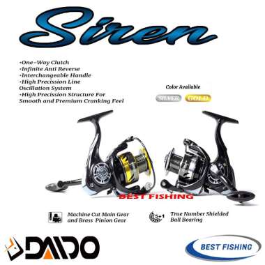 REEL DAIDO SIREN SPIN 6 BEARING ONE WAY UKURAN 800 - 6000 3000,SILVER