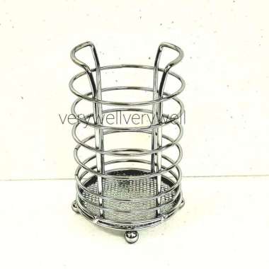Tempat sendok garpu stainless bulat