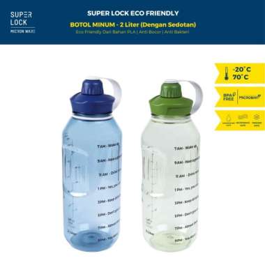 Super Lock Water Bottle 2 Liter With Straw - Botol Minum (6926) Multicolor