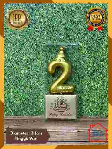 Lilin Angka Ulang Tahun Gold | Lilin Ulang Tahun Gold Topi Angka 2