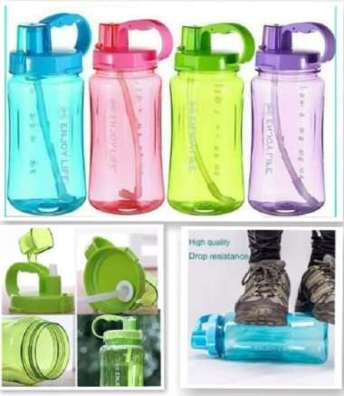Botol Minum Enjoy Life 2 Liter - Straw Water Bottle 2000 Ml Multicolor