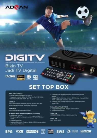 Evercoss STB Set Top Box Pro Digital TV Receiver Full HD warna STB Advan Digi