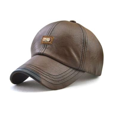 Baseball cap leather : QUENTIN - Topi baseball Topi kulit Topi winter Topi Pria One Size Light Coffe