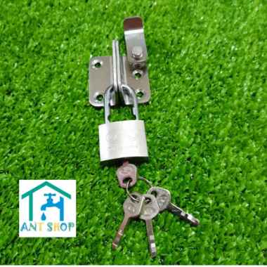 Overpal Kunci Slot Mini Pintu Geser-Grendel Sliding Door Stenlis OM442 GEMBK+KANAN3MM