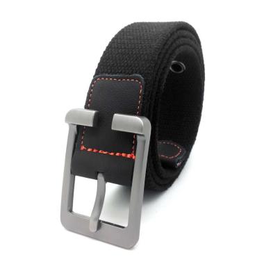 BREWYN LUDWIG Ikat pinggang pria gesper pria canvas belt 120 cm BLACK