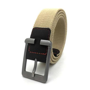 BREWYN LUDWIG Ikat pinggang pria gesper pria canvas belt 120 cm KHAKI