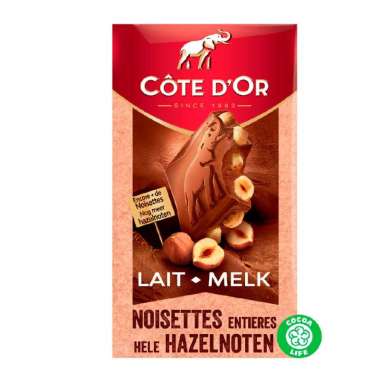 Cote d'Or Milk Chocolate Whole Nuts Tablet Noisettes Hazelnut 180 Gram