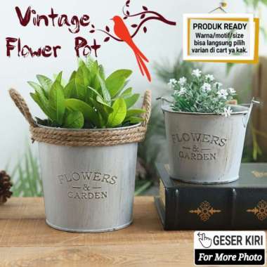 Vintage Flower Pot Vase Bunga Kaleng Pot Tanaman Artificial ukuran Besar