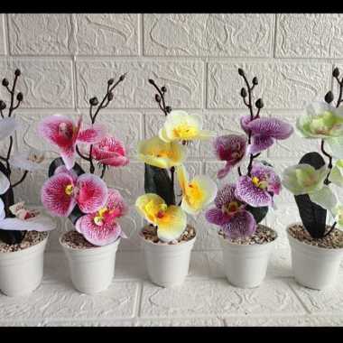bunga artificial bunga plastik bunga anggrek warna Kuning