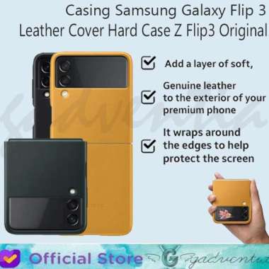 Casing Samsung Galaxy Flip 3 Leather Cover Hard Case Z Flip3 Original GREEN