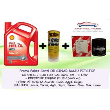 Shell Helix HX3 20W-50 Paket Ganti Oli for Toyota Avanza & Toyota Rush
